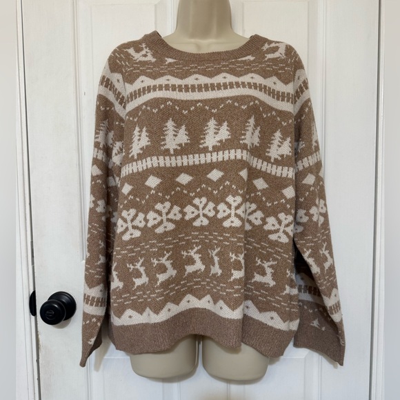 NWT Vero Moda Fair Isle Reindeer Sweater Cozy Holiday Winter XL - Picture 3 of 5